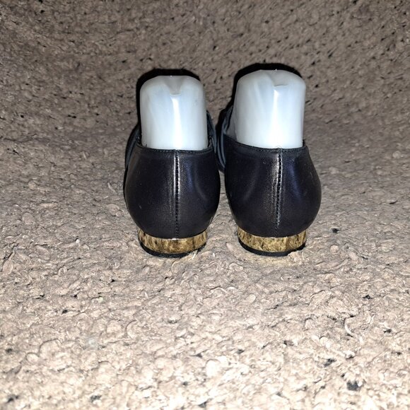 MASSIMO DUTTI-Black Nappa Leather Chain Suede Kiltie Loafers-Sz 37-Excellent - Picture 6 of 8